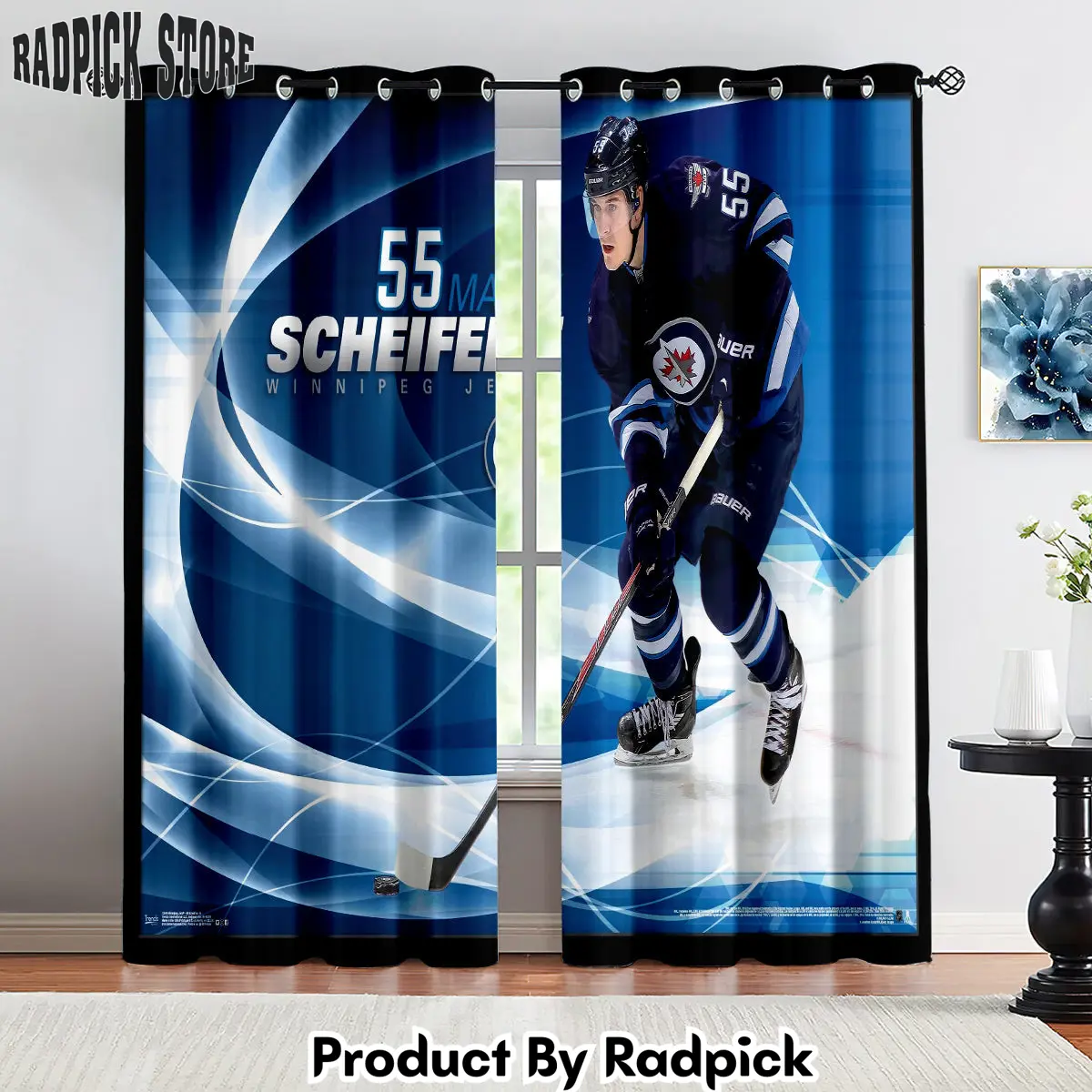 Radpick winnipeg jets hockey league curtains drapes for window treatment set 3 rp85231